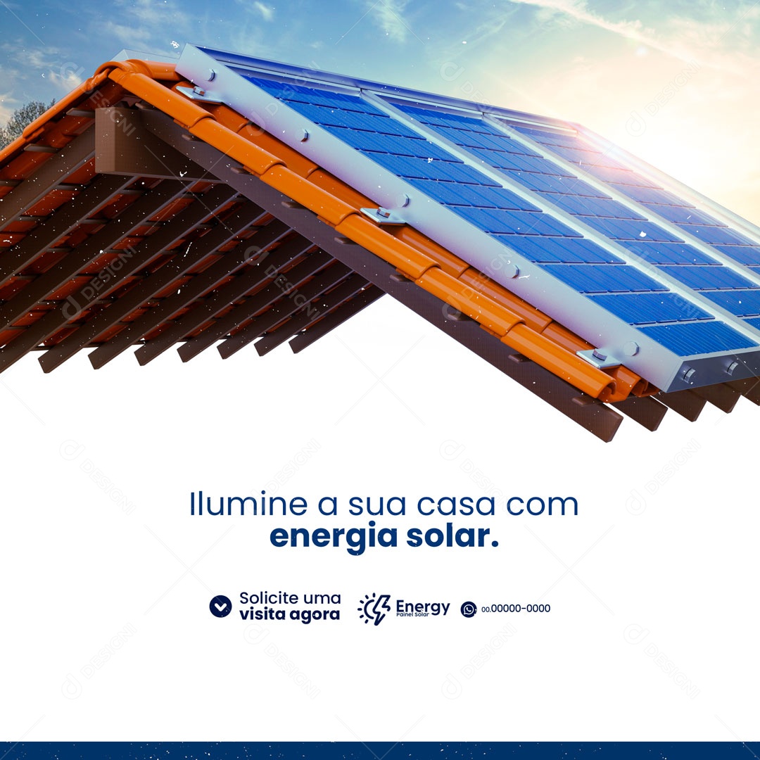 Ilumine a Sua Casa Com Energia Solar. Social Media PSD Editável