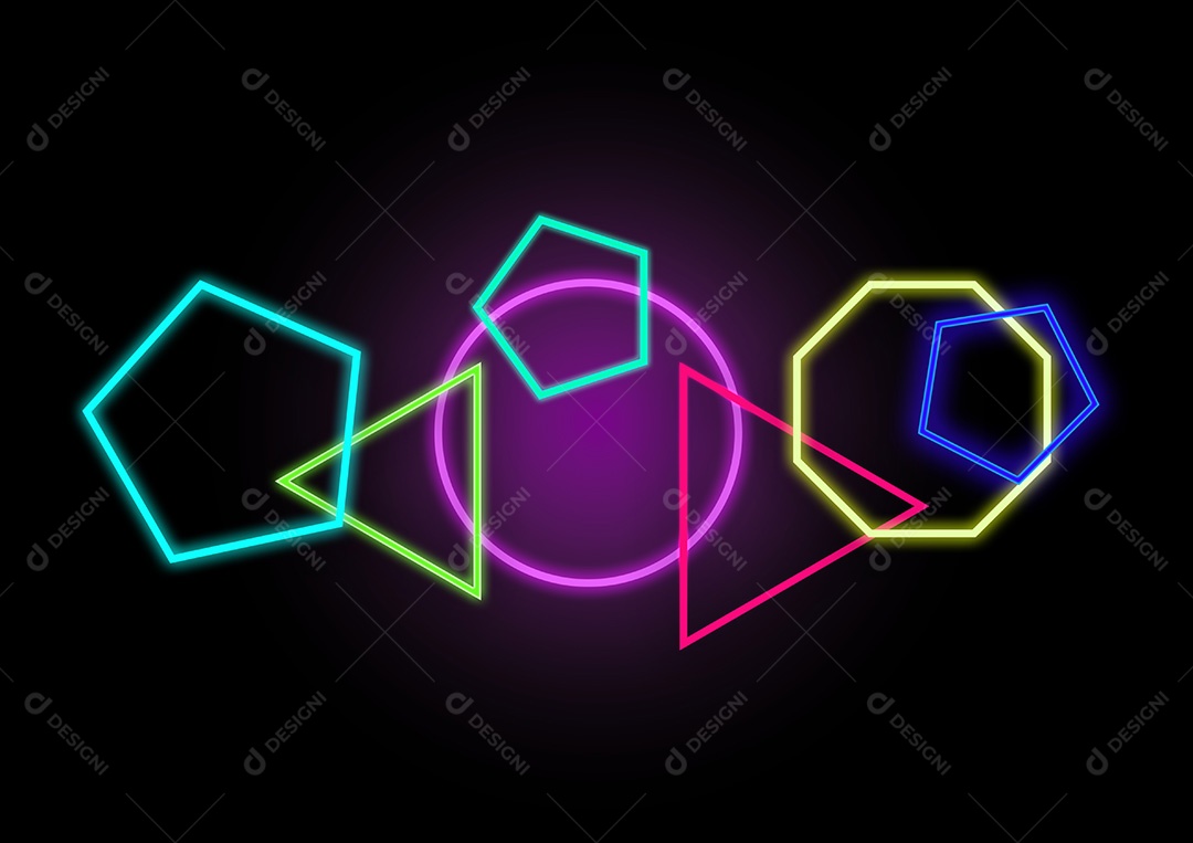 Background Neon Geometric Shapes PSD