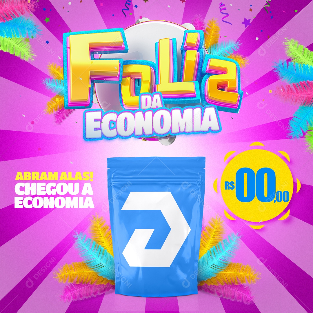 Folia da Economia Abram Alas Chegou a Economia Social Media PSD Editável