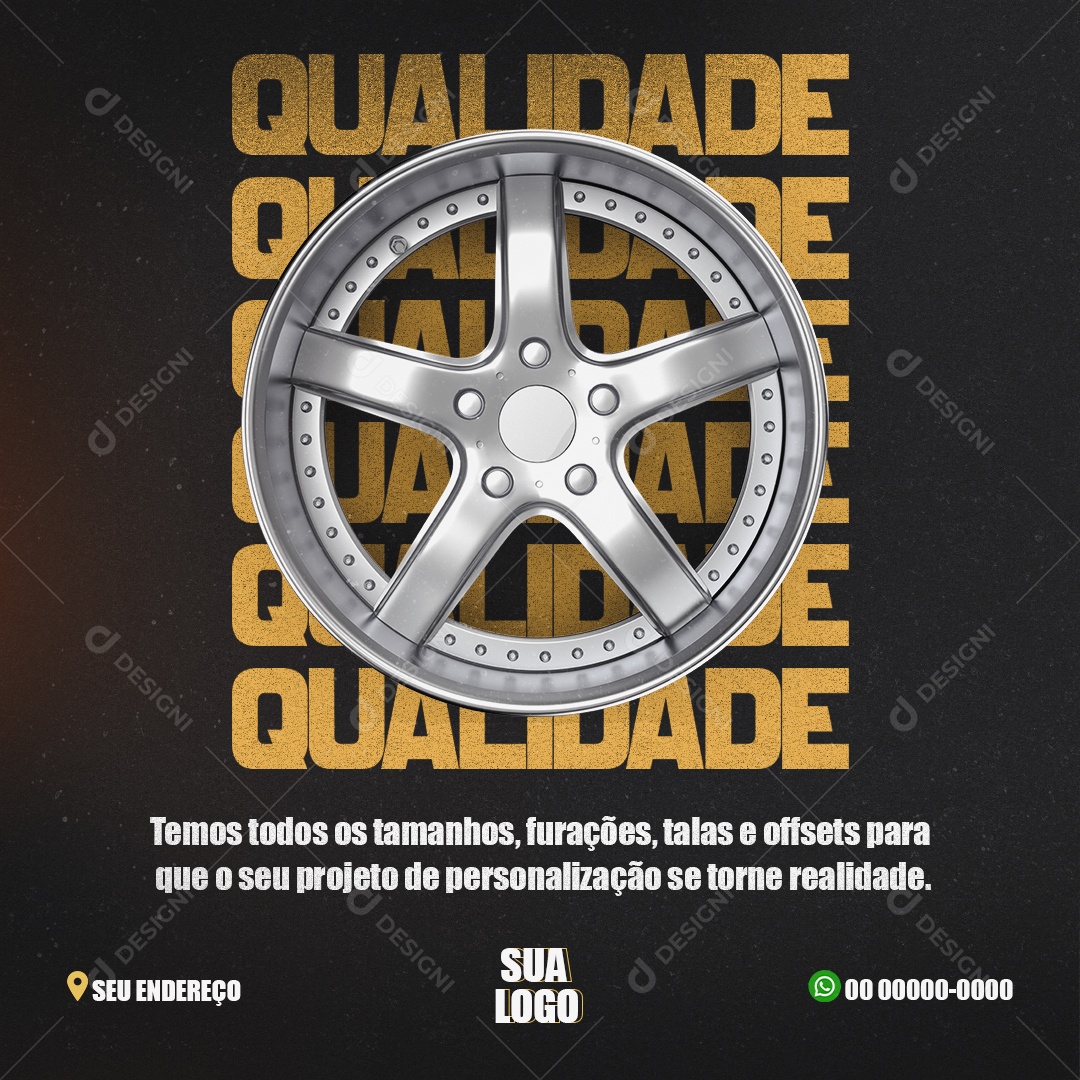 Temos Todos os Tamanhos Furações Talas e Offsets Para Que o Seu Projeto de Personalização se Torne Realidade Social Media PSD Editável