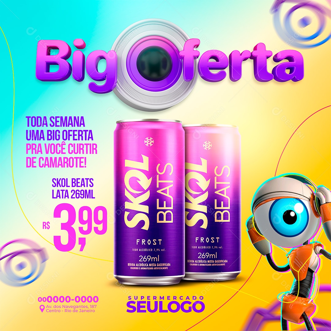 Post Big Oferta Skol Beats Social Media PSD Editável