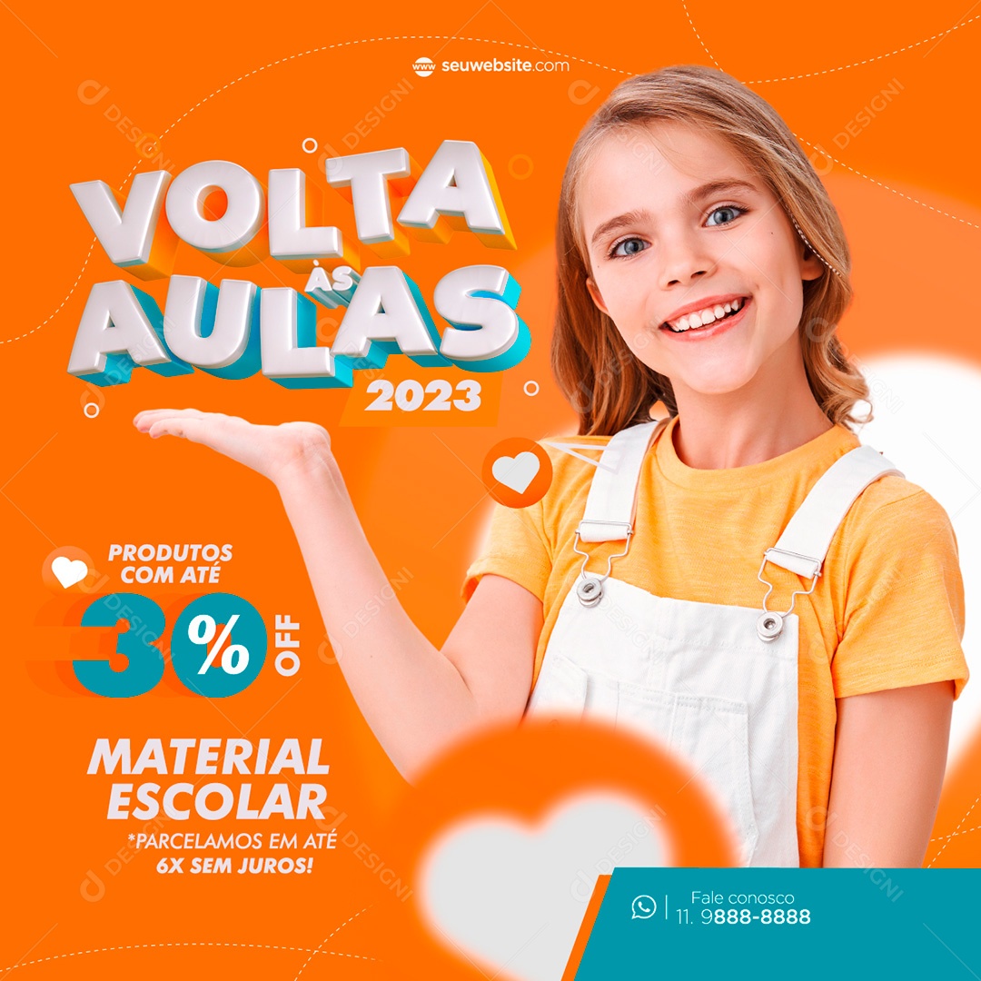 Post Volta às Aulas Produtos Com Desconto Social Media PSD Editável