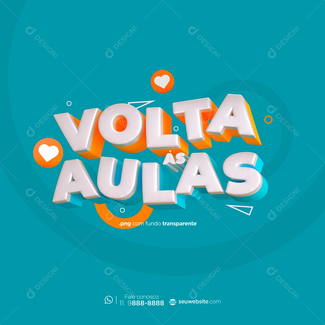 Selo 3D Volta às Aulas PSD