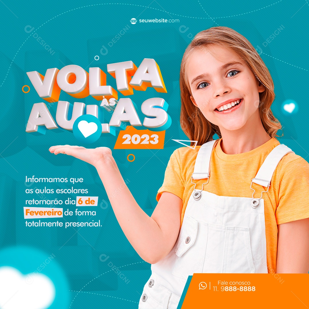 Post Volta às Aulas Informações Social Media PSD Editável