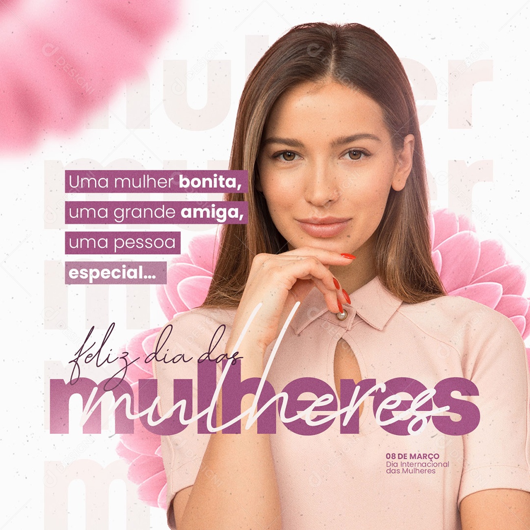 Uma Mulher Bonita Feliz Dia Das Mulheres 8 de Março Social Media PSD Editável