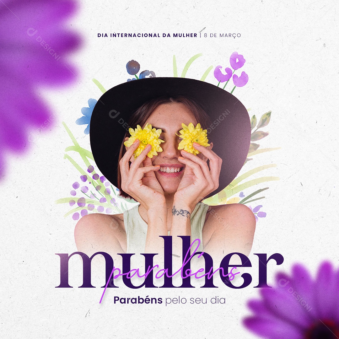 Parabéns Pelo seu Dia 8 de Março Dia Da Mulher Social Media PSD Editável