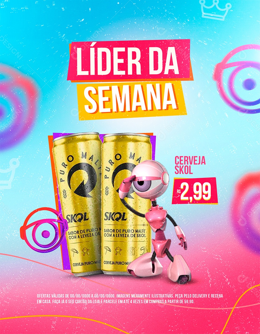 Post Big Brother Brasil Cerveja Skol Social Media PSD Editável