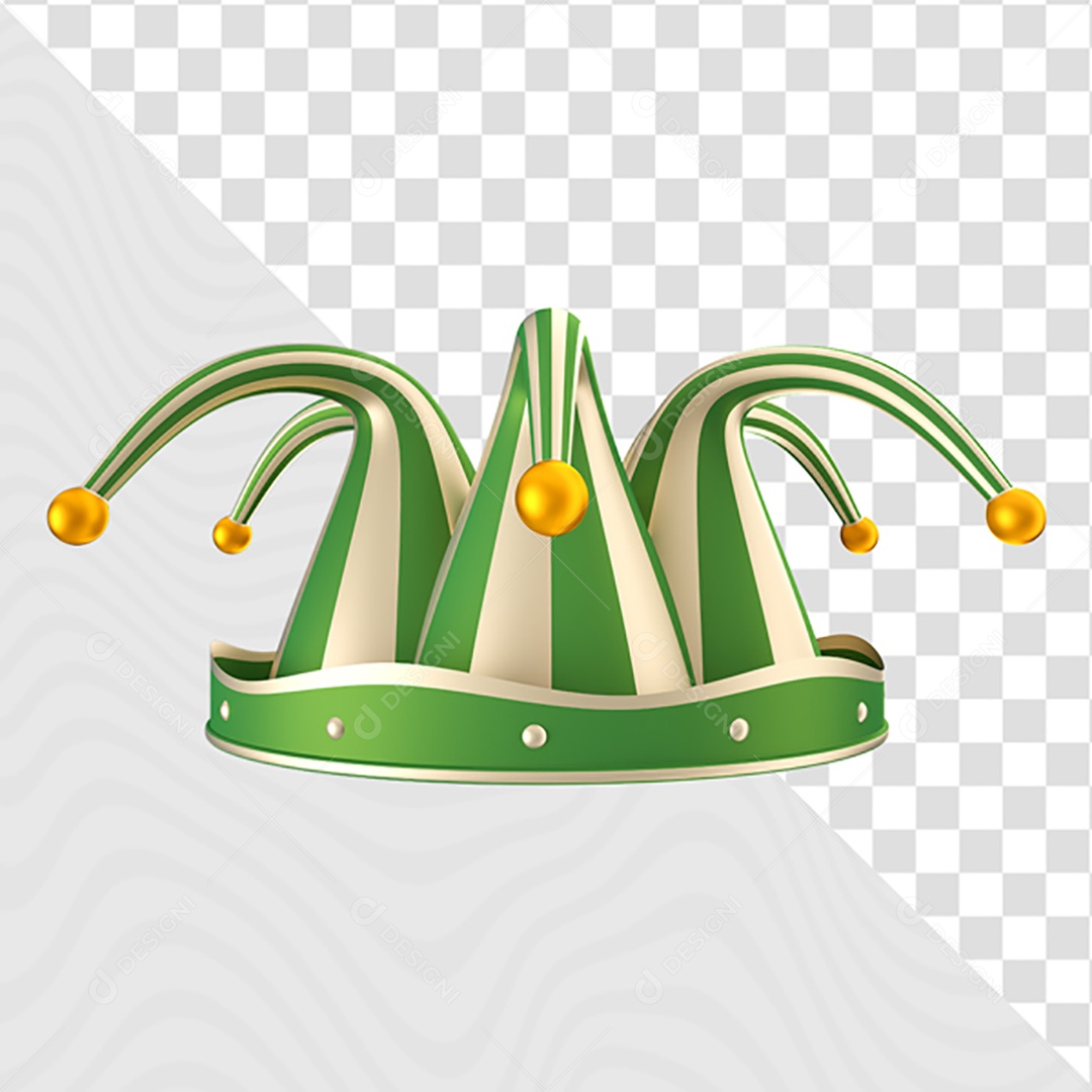 Elemento 3D Para Composição Chapéu de Palhaço PSD