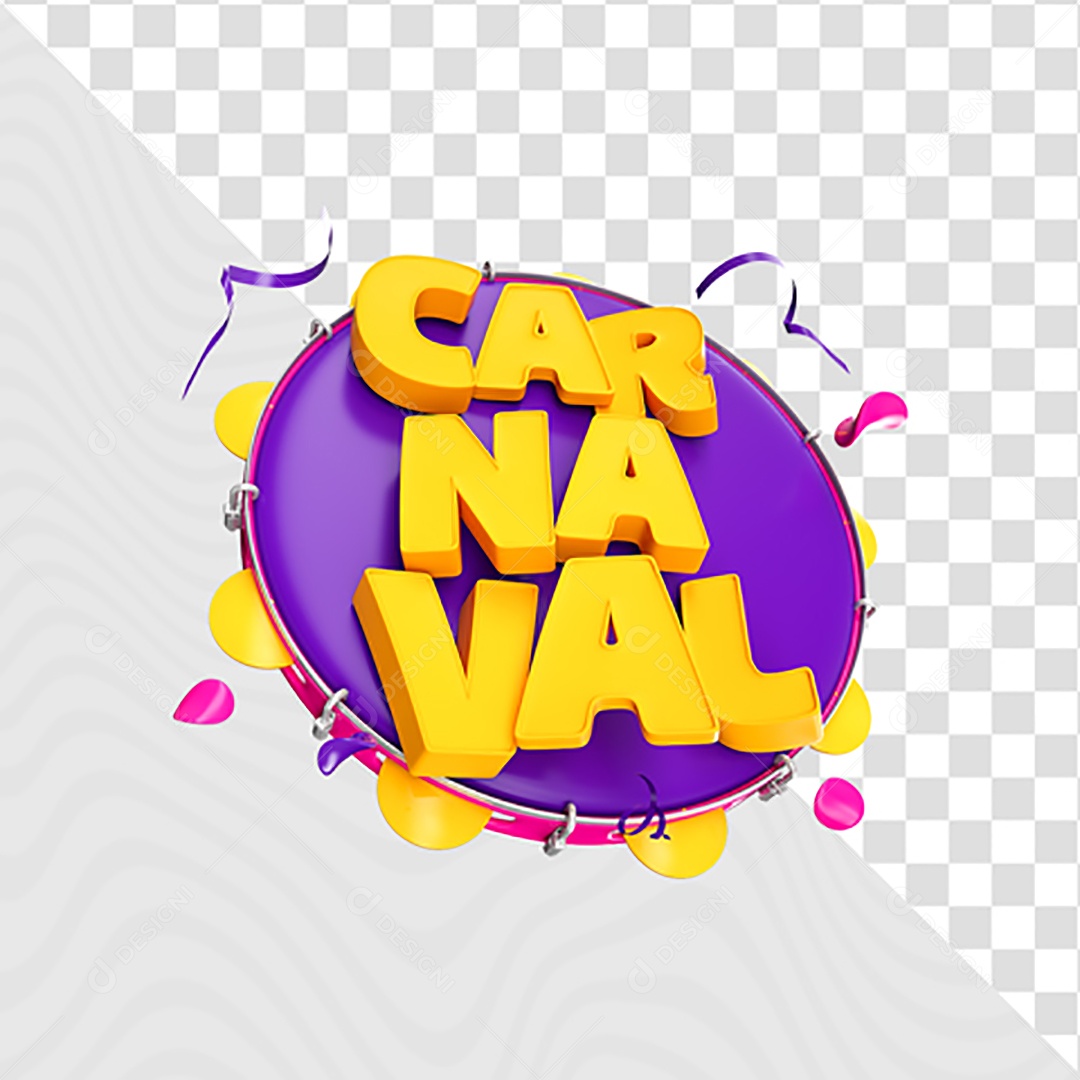 Selo 3D Para Composição Carnaval PSD