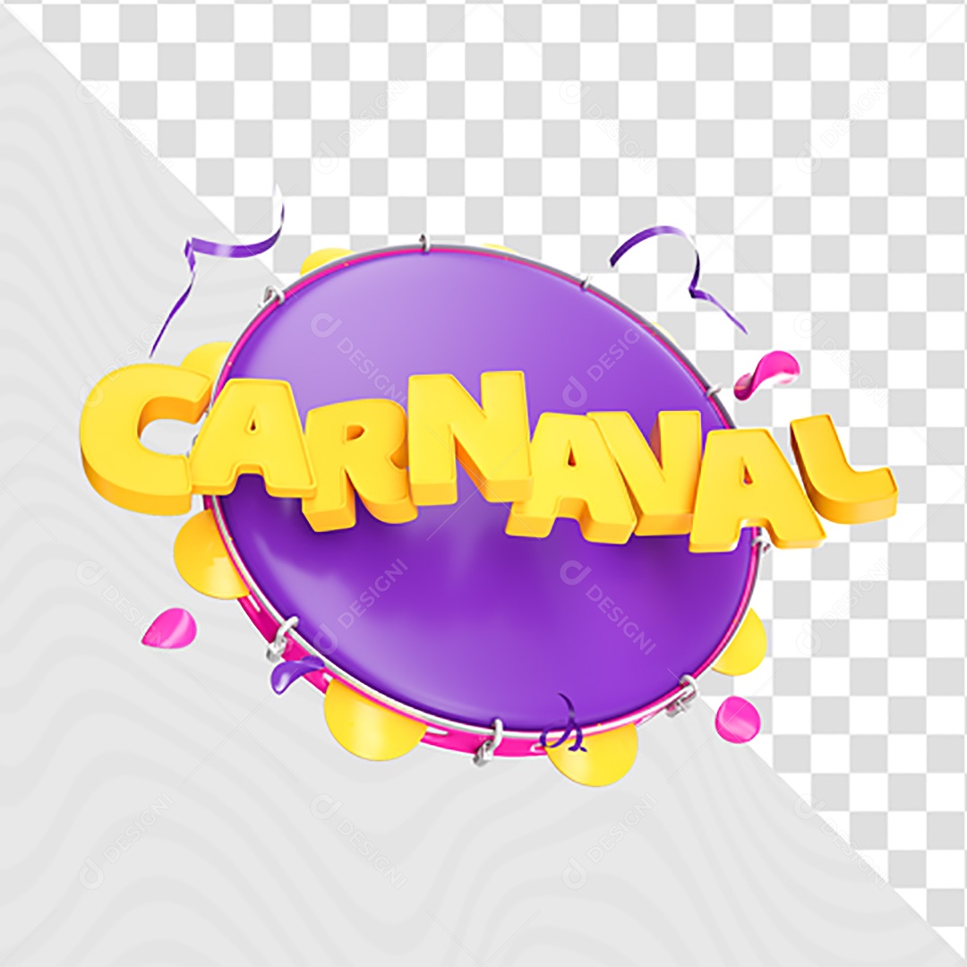 Selo 3D Para Composição Carnaval PSD