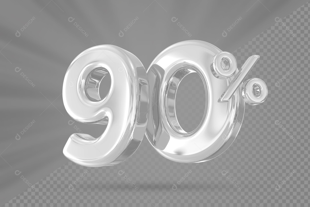 Número 90% por cento 3D Cinza para Composição PSD