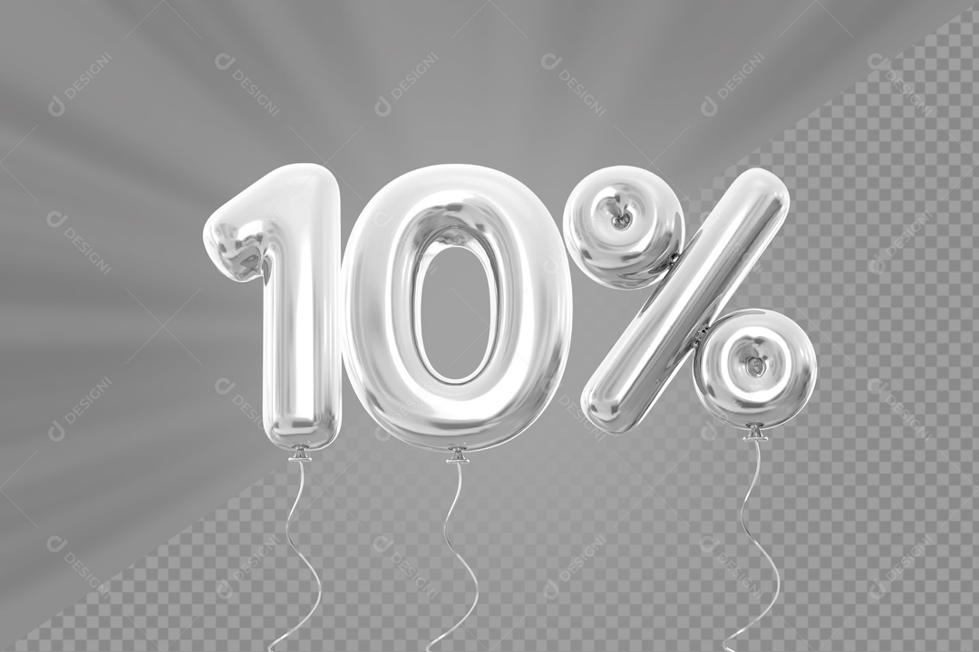 Número 3D 10% por cento Cinza Elemento Para composição PSD