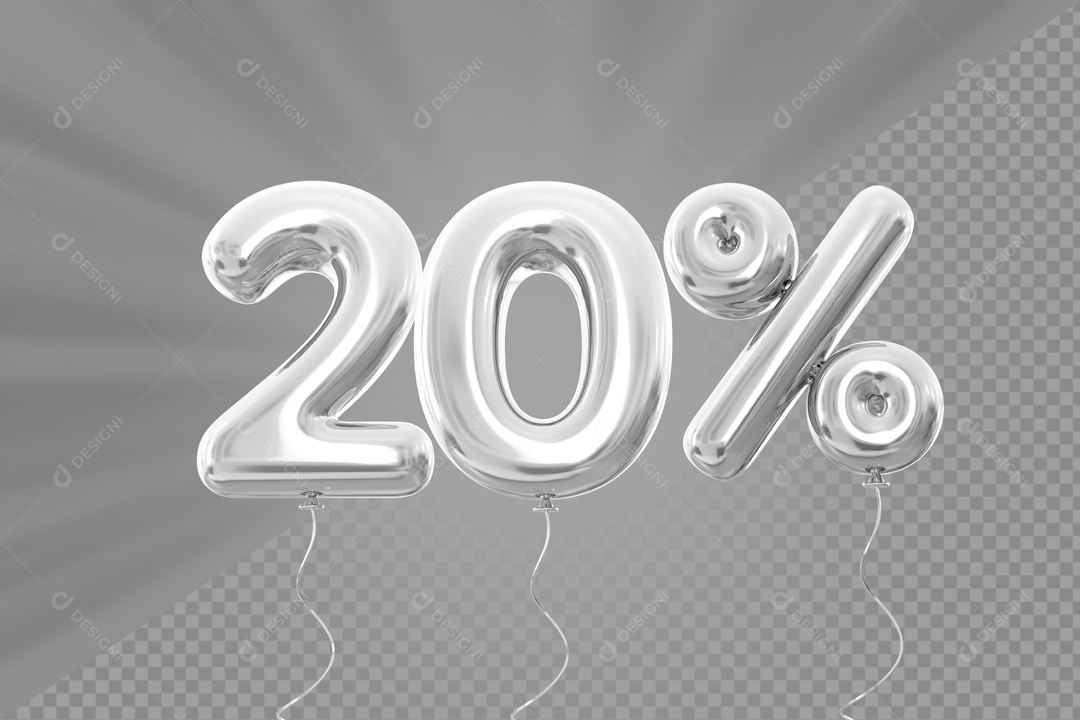 Número 3D 20% por cento Cinza Elemento Para composição PSD