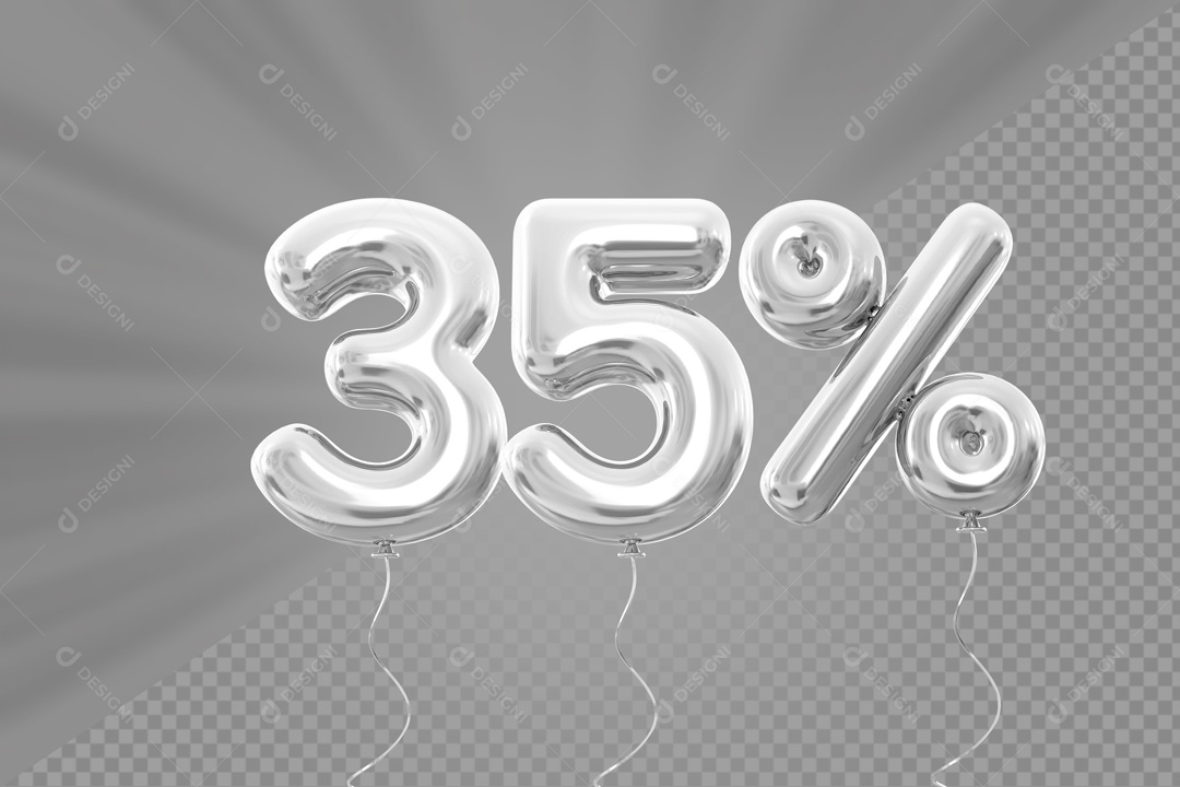 Número 3D 35% por cento Cinza Elemento Para composição PSD