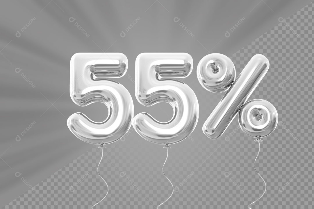 Número 3D 55% por cento Cinza Elemento Para composição PSD