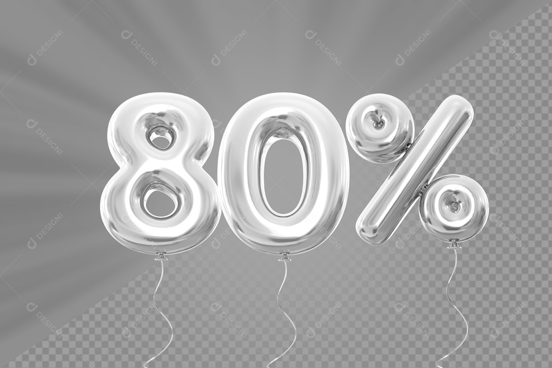 Número 3D 80% por cento Cinza Elemento Para composição PSD