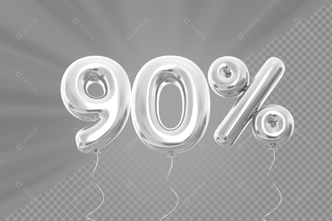 Número 3D 90% por cento Cinza Elemento Para composição PSD