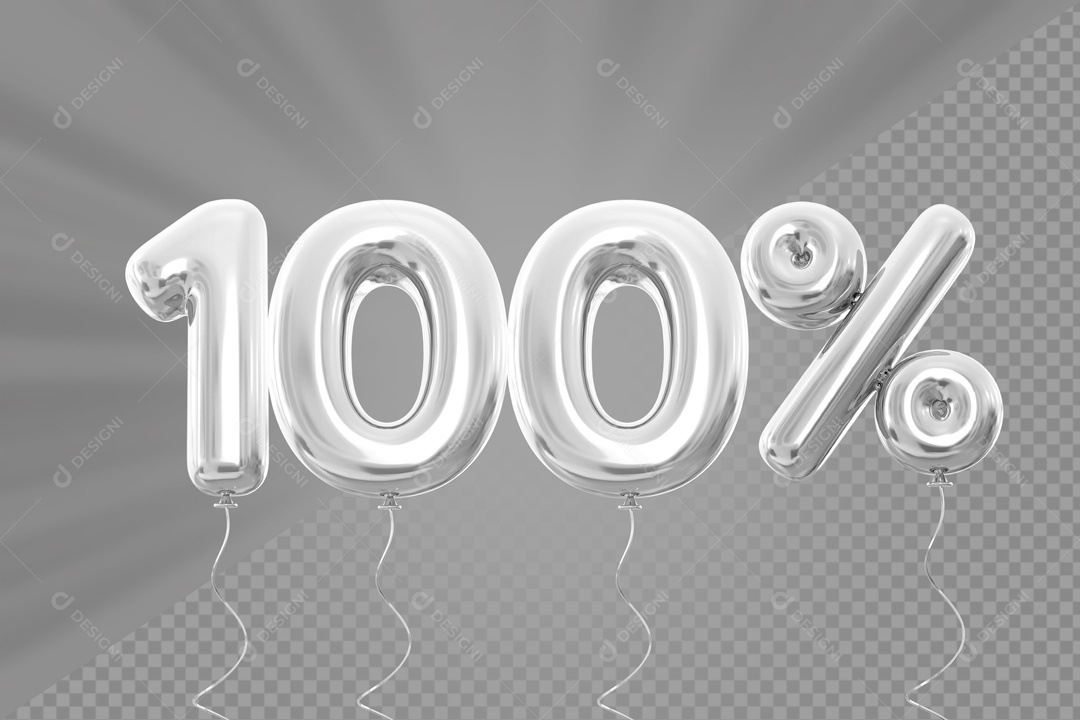 Número 3D 100% por cento Cinza Elemento Para composição PSD