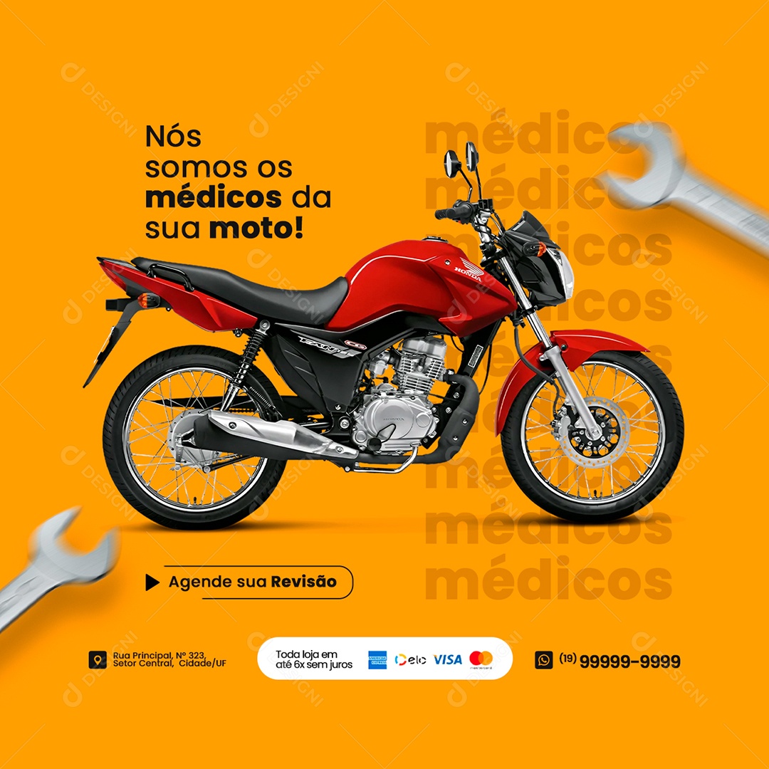 Nós Somos os Médicos da Sua Moto Oficina de Moto Social Media PSD Editável