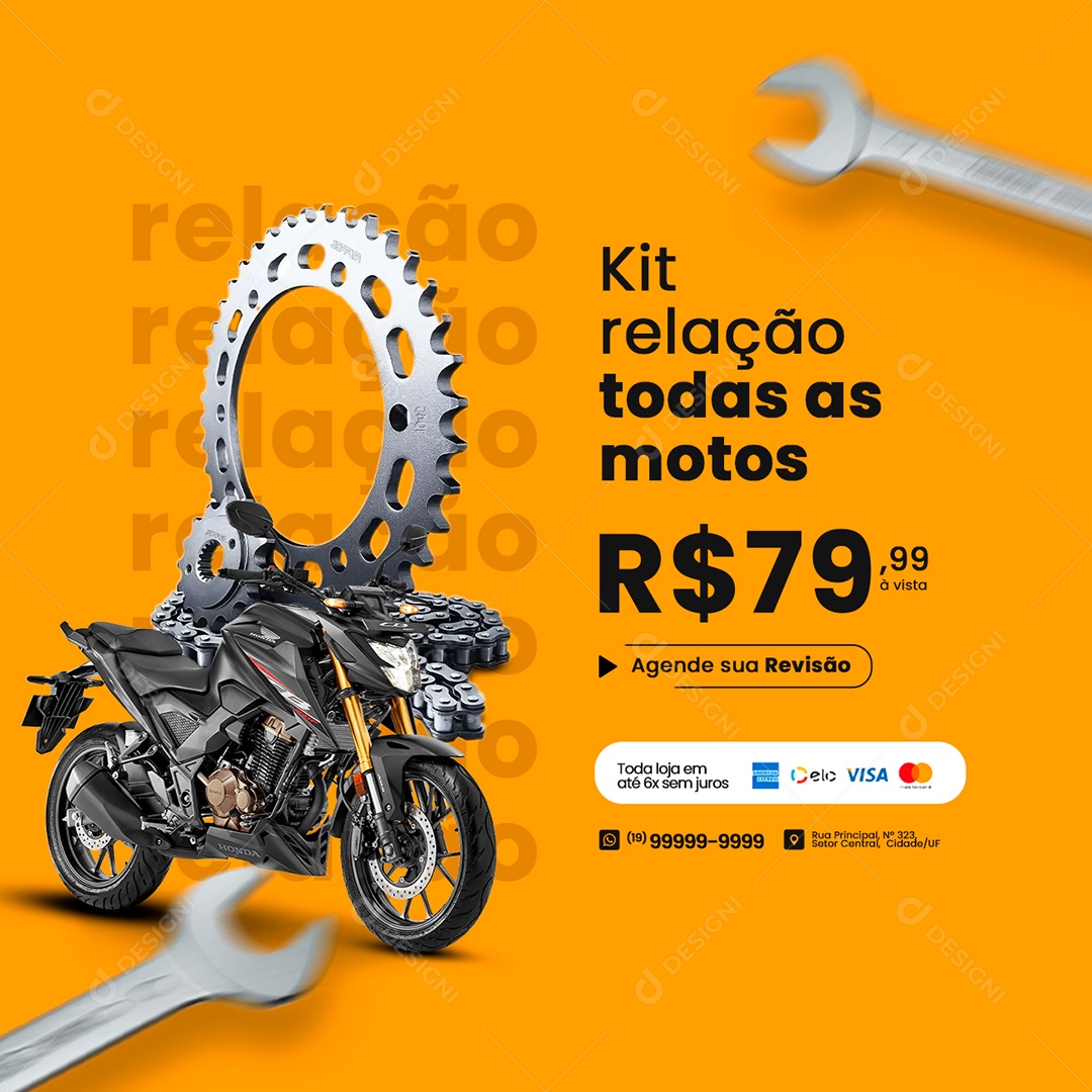 Kit Relação Todas as Motos 79,99 Oficina de Moto Social Media PSD Editável