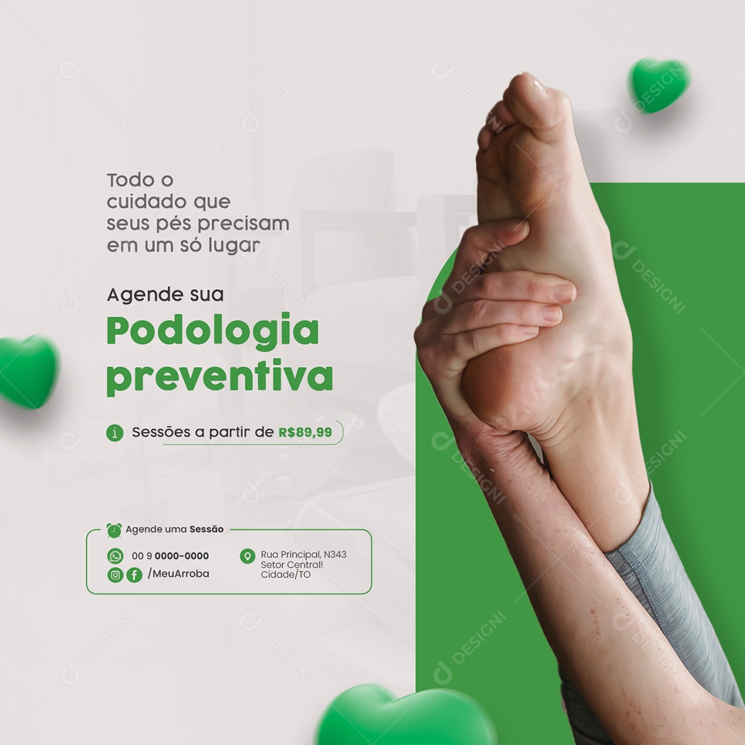 Agende a Podologia Preventiva Social Media PSD Editável