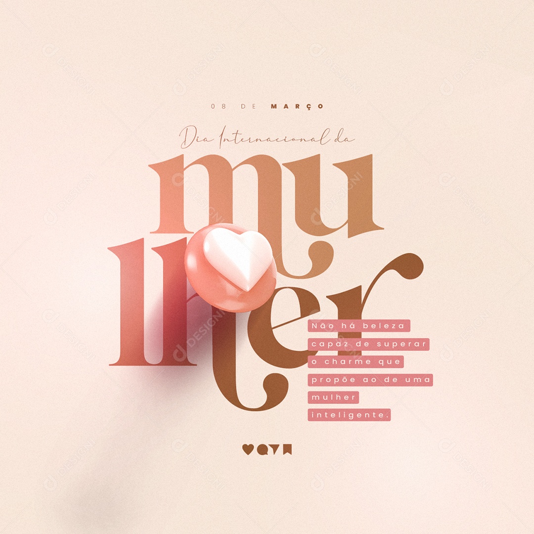 Não Há Beleza Capaz de Superar Dia Da Mulher Social Media PSD Editável
