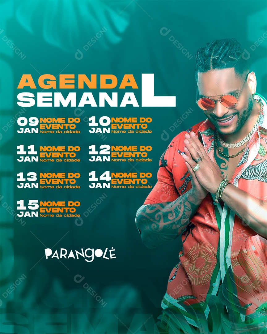 Post Flyer Agenda Semanal Parangolé Social Media PSD Editável