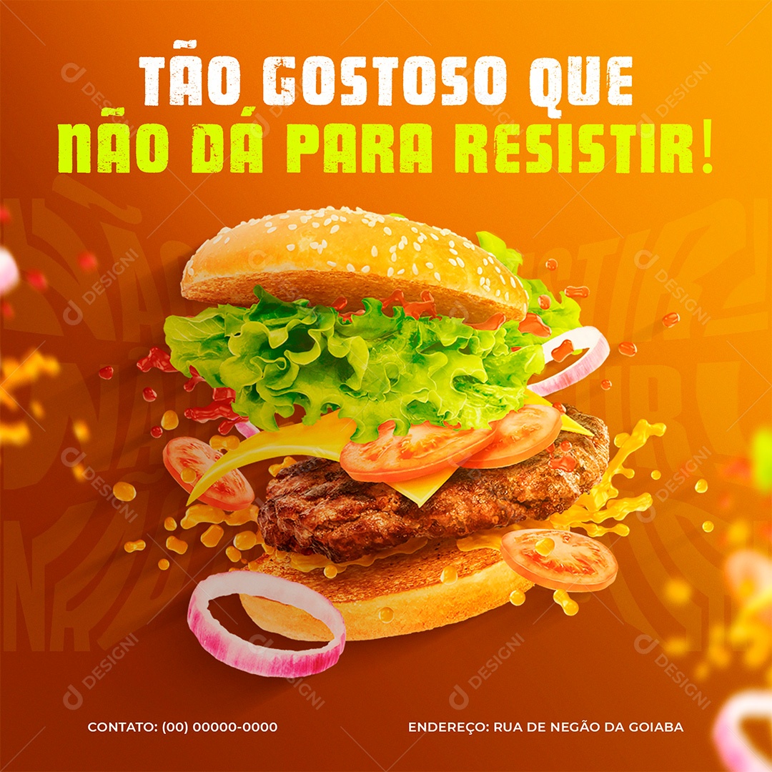 Post Hamburgueria Não Dá Pra Resistir Social Media PSD Editável