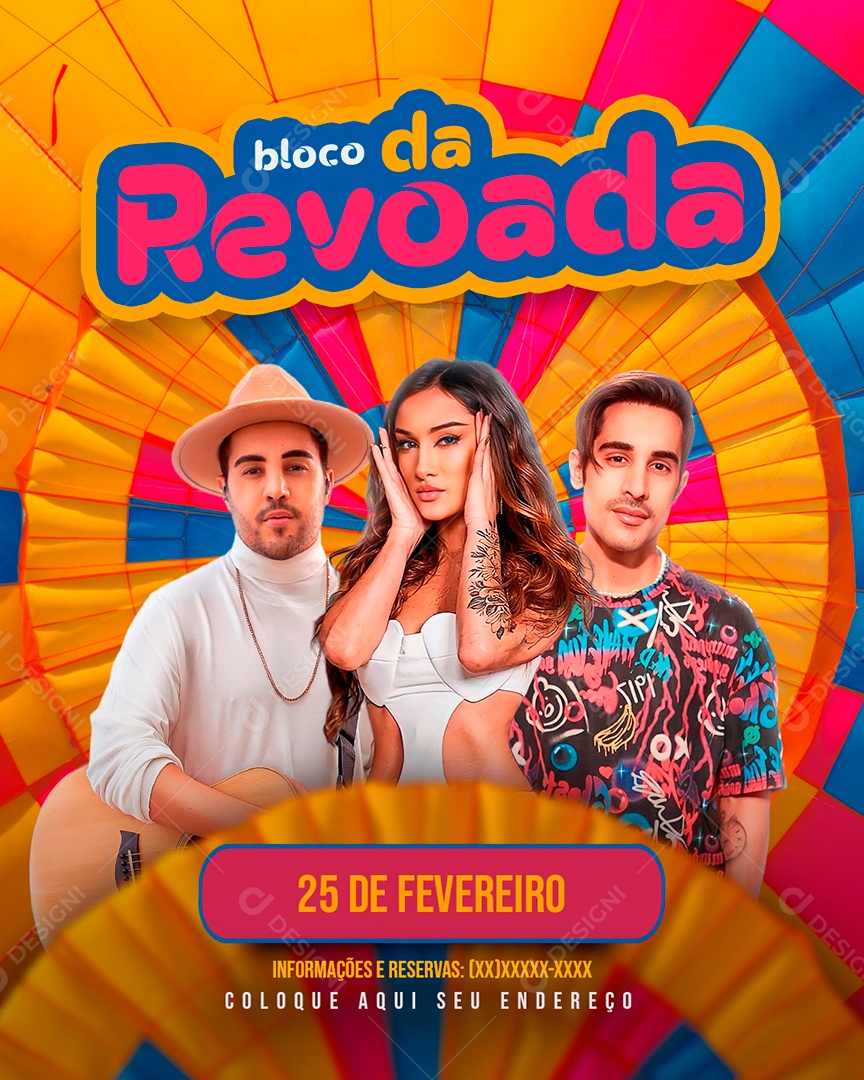 Flyer Bloco da Revoada Social Media PSD Editável