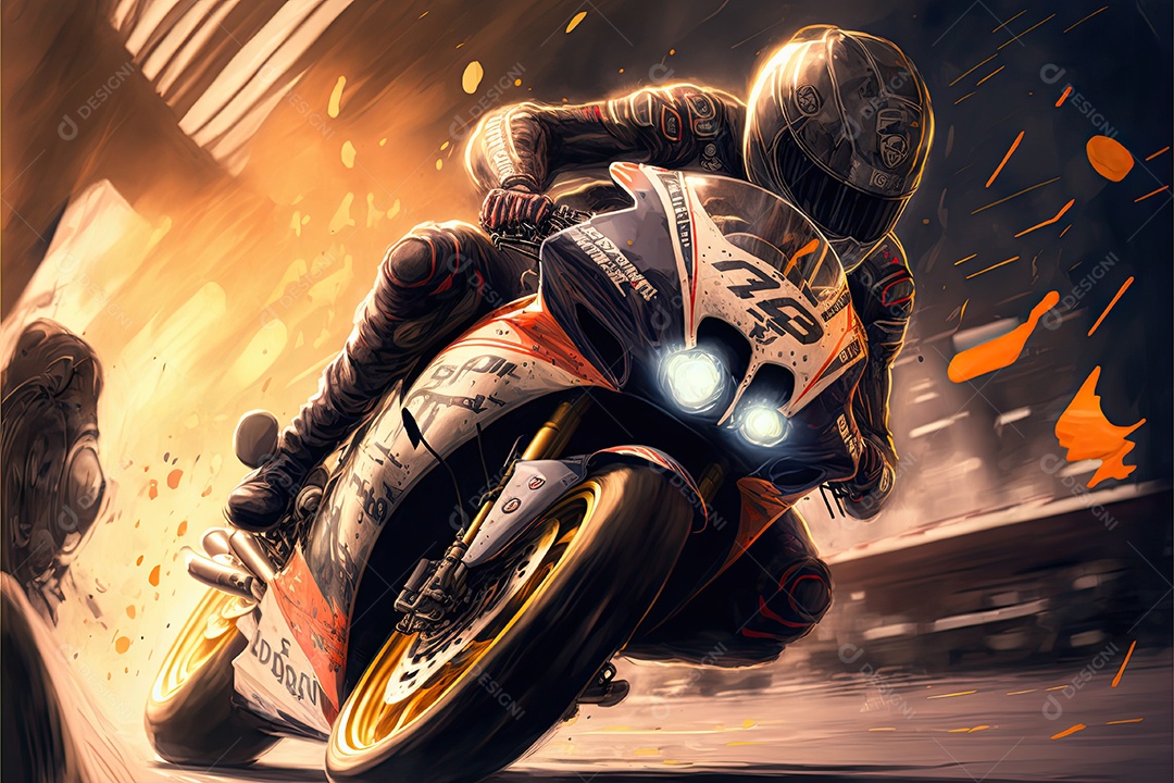 Ilustração sobre corrida de moto