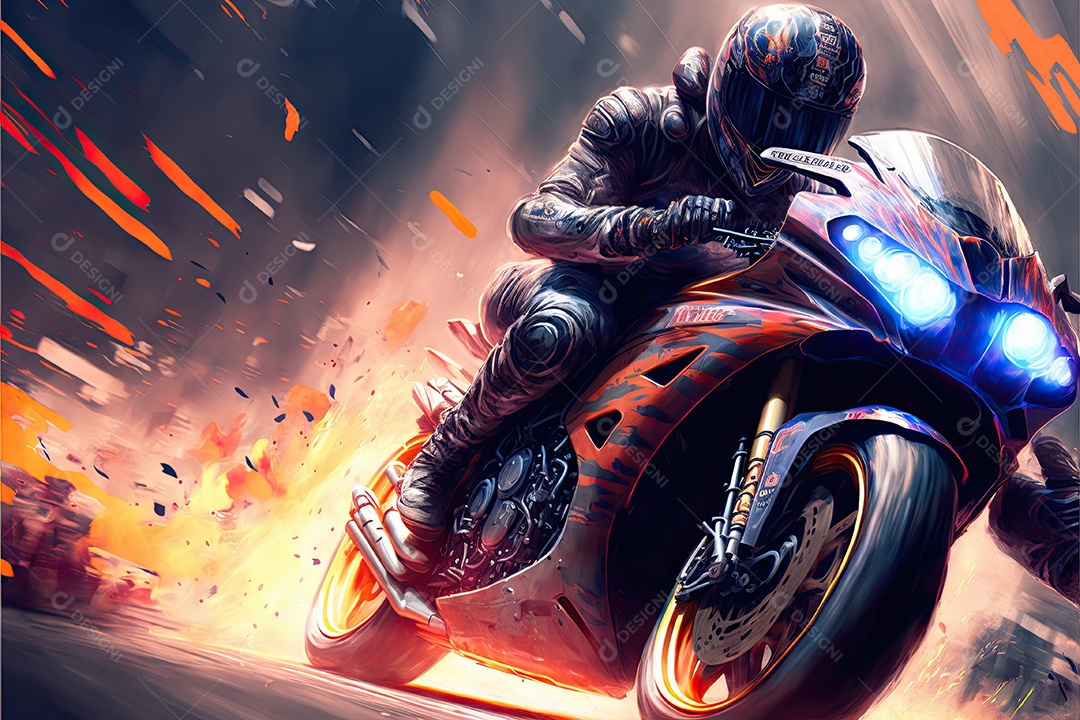 Ilustração sobre corrida de moto