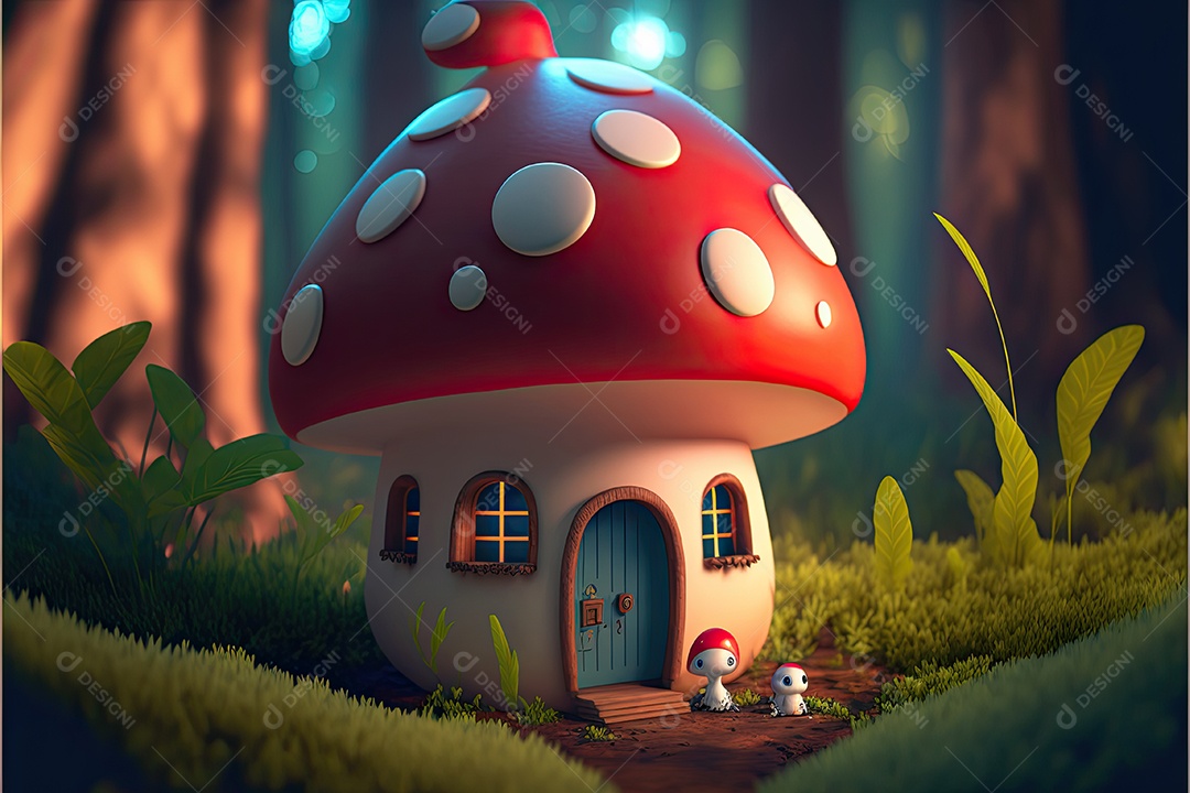 Ilustração sobre a casa de cogumelo de fantasia