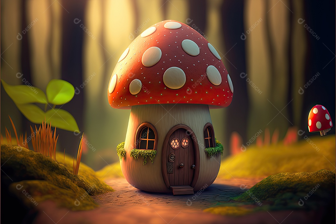 Ilustração sobre a casa de cogumelo de fantasia