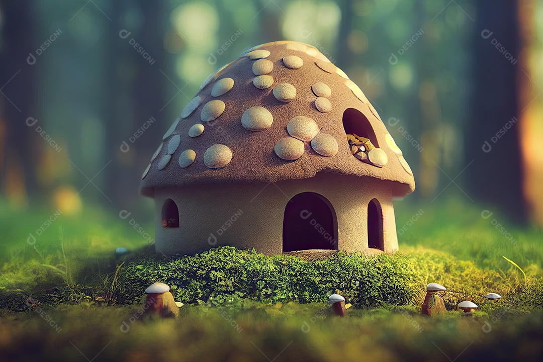 Ilustração sobre a casa de cogumelo de fantasia