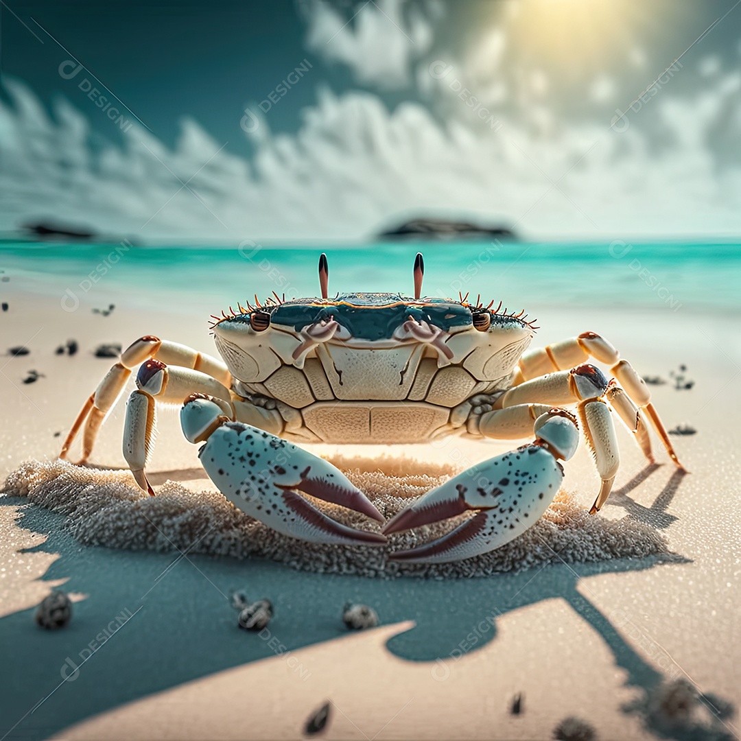 Ilustração sobre caranguejo na praia