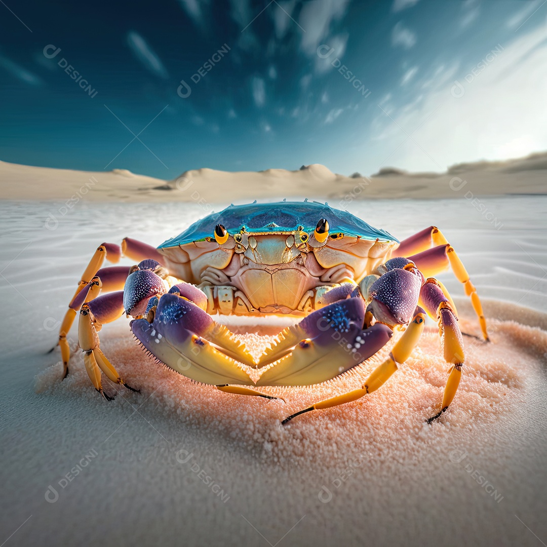 Ilustração sobre caranguejo na praia