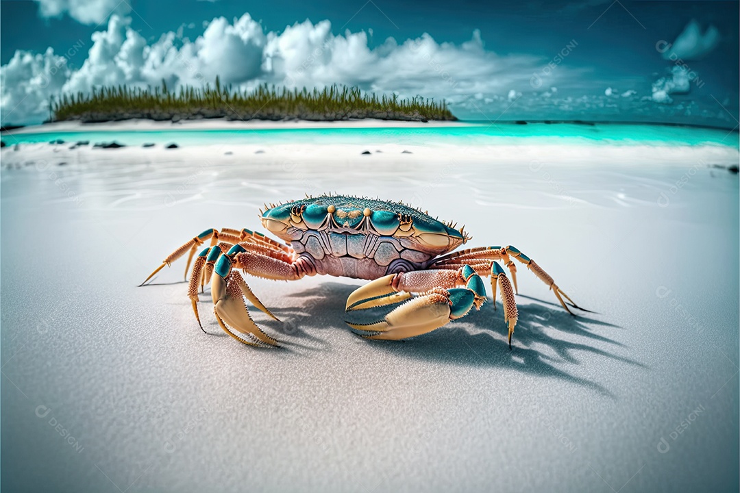 Ilustração sobre caranguejo na praia