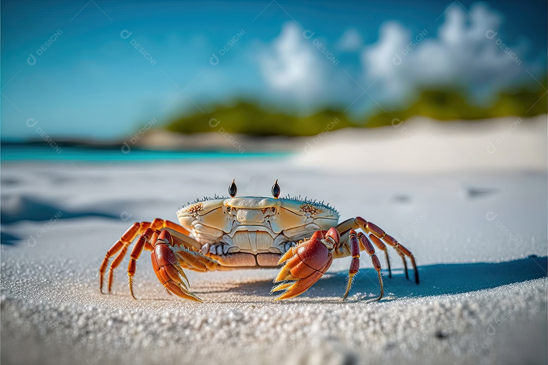 Ilustração sobre caranguejo na praia