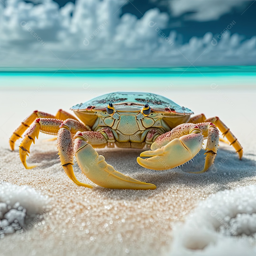 Ilustração sobre caranguejo na praia