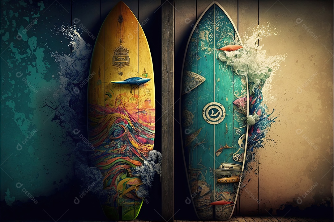 ilustração sobre pranchas de surf
