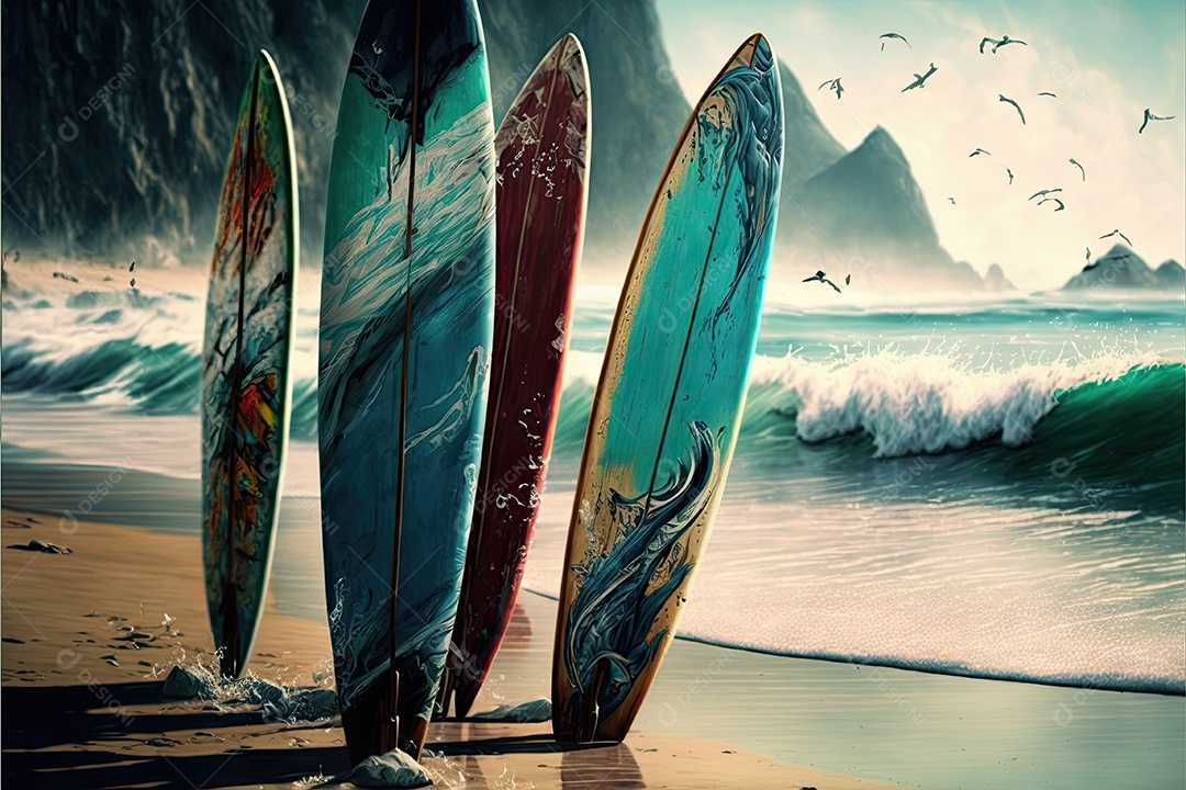 ilustração sobre pranchas de surf