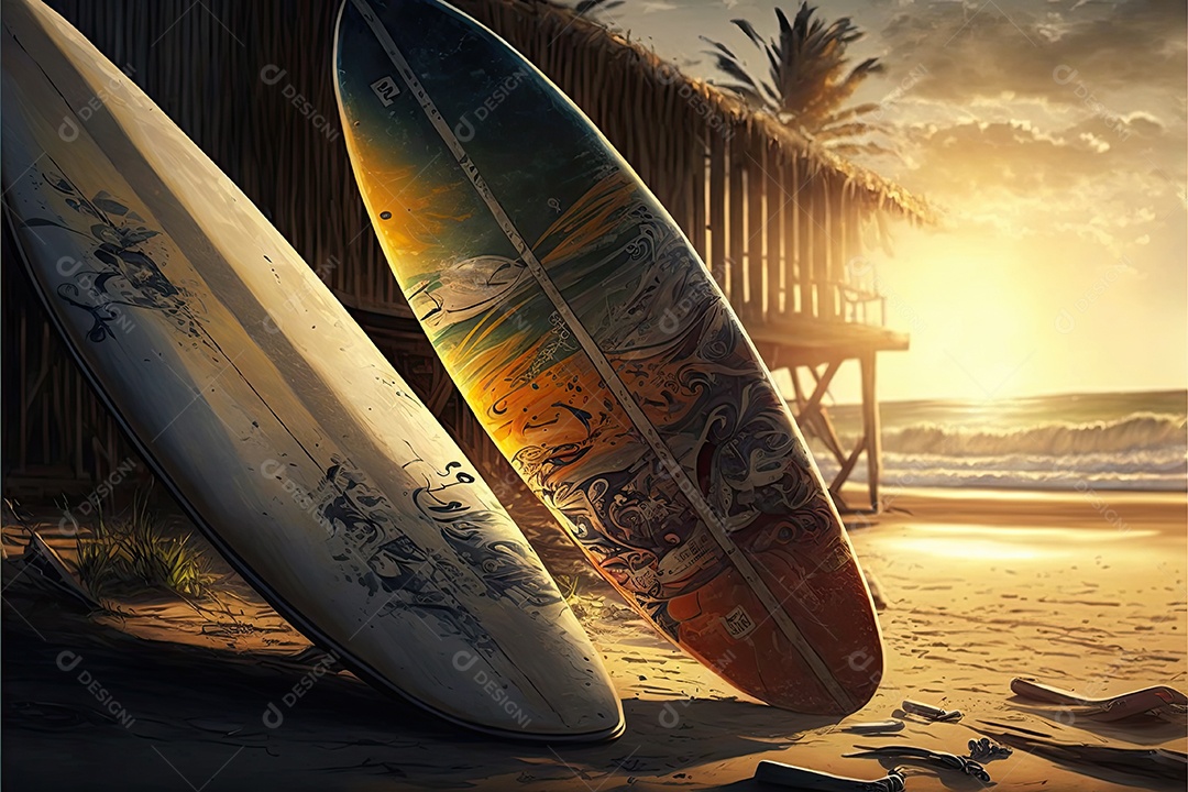 ilustração sobre pranchas de surf