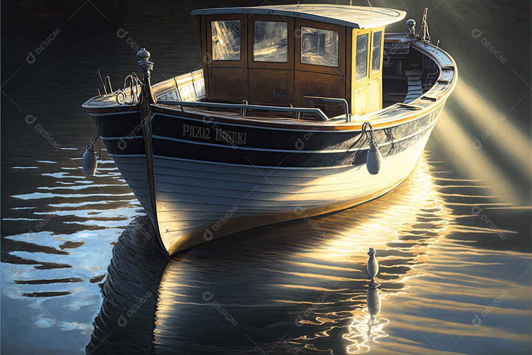 Ilustração sobre barco de pesca