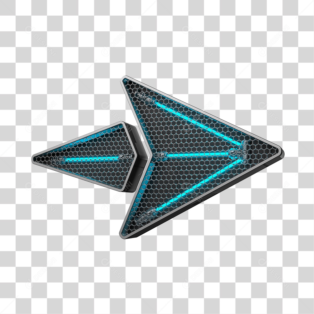 Elemento 3D Para Composição Seta Neon PNG Transparente