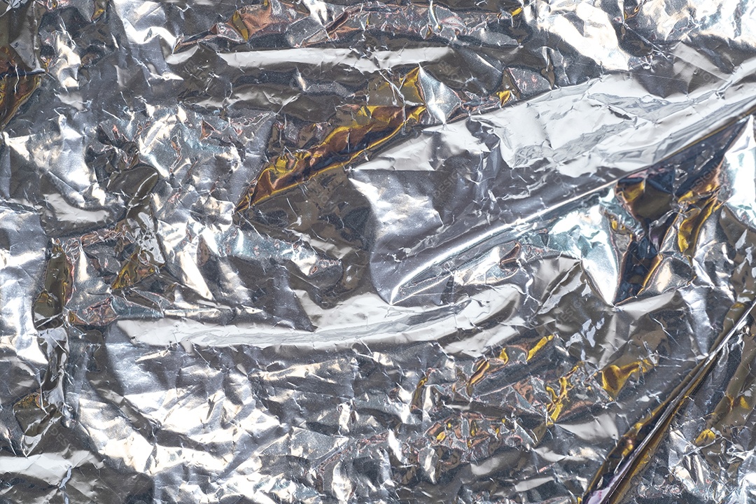 Folha de alumínio amassado Fundo abstrato de textura de prata