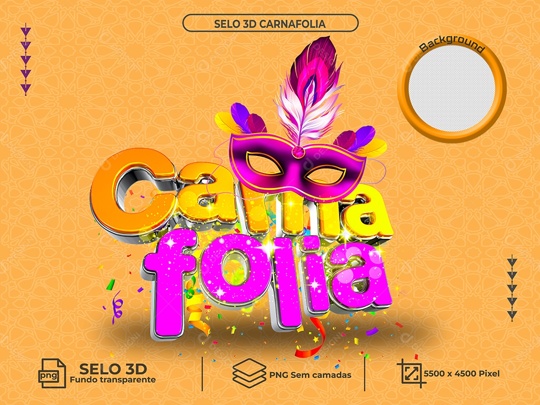Selo 3D Para Composição Carnafolia PNG Transparente