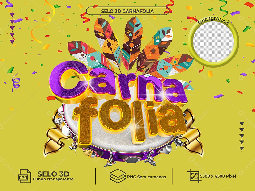 Selo 3D Para Composição Carnafolia PNG Transparente