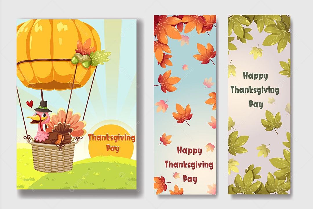 Cartões de Ação de Graças Vetor EPS