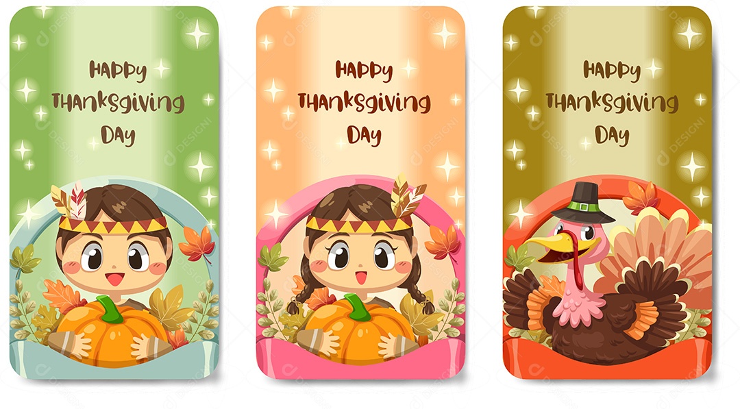 Cartões de Ação de Graças Vetor EPS