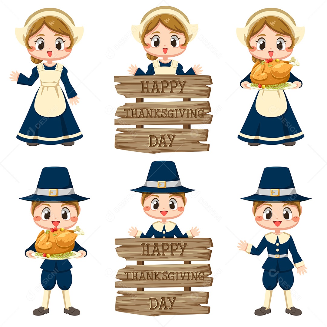 Figuras de Ação de Graças Vetor EPS